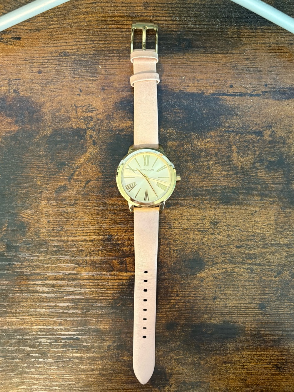Michael Kors Hartman Ladies Watch 38mm Gold Tone with Pink Leather Band - MK2558